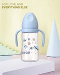 Luqu PP Baby Bottle With Handle, Silicone Nipple, Blue, 300ml, 9+ Months