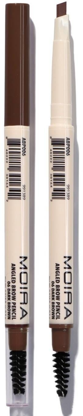 Moira Angled Brow Pencil Triangular Tip Spoolie Dark Brown 006 1 Pc