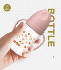 Luqu PP Baby Bottle With Handle Pink 240ml, 6+ Months, Silicone Nipple