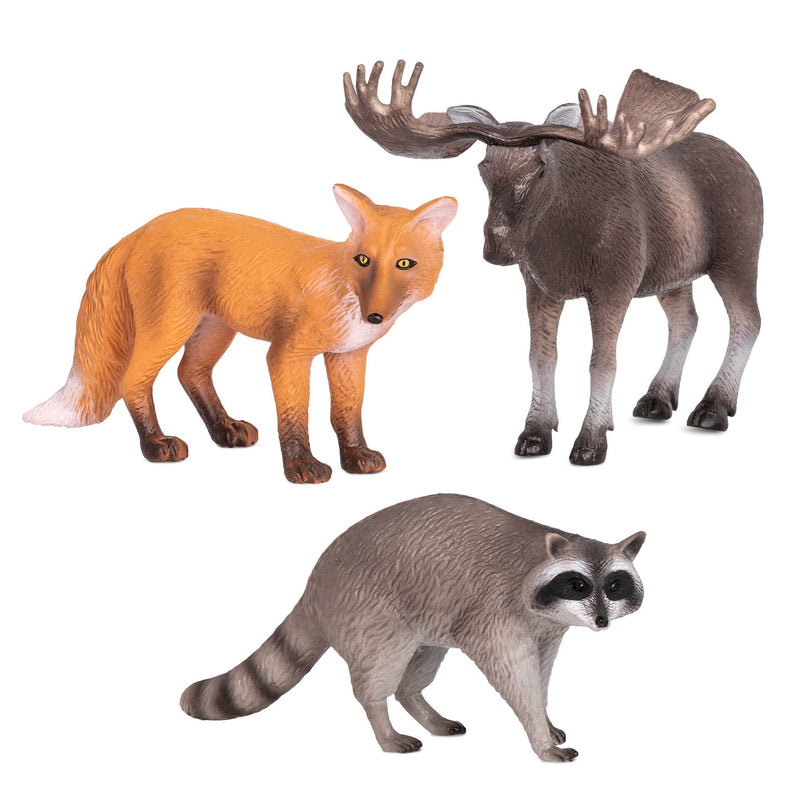 Terra by Battat Forest Animals Fox Moose Raccoon Realistic Figurine Set 3 Pieces