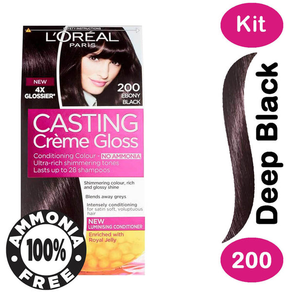 L'Oreal Paris Casting Creme Gloss Semi-Permanent Hair Color No Ammonia Deep Black 200