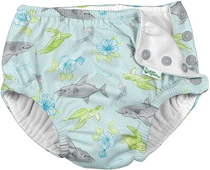 Green Sprouts Swimsuit Diaper Shark Sealife Reusable Three-Layer Design