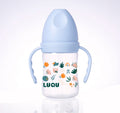 Luqu PP Baby Bottle With Handle Silicone Nipple Blue 180ml