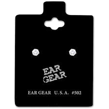 Ear Gear Silver Cubic Zirconia Earrings, 2 mm