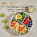 Luqu Dinosaur Lunch Box 3 Compartments Green Stainless Steel Bento Box