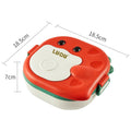 Luqu Dinosaur Lunch Box 3 Compartments Red Stainless Steel Bento Box