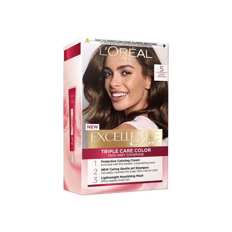 L'Oreal Paris Excellence Creme Permanent Hair Color Triple Protection 5 Light Brown