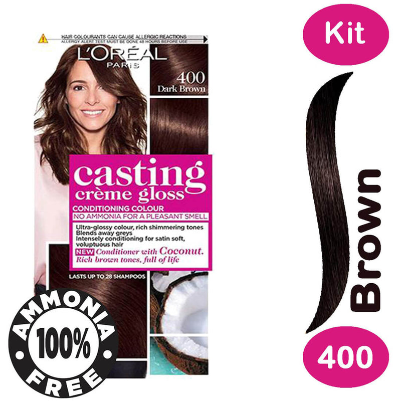 L'Oreal Paris Casting Creme Gloss Semi-Permanent Hair Color Cream No Ammonia Brown 400