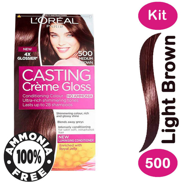 L'Oreal Paris Casting Creme Gloss Semi-Permanent Cream Hair Color Light Brown 500
