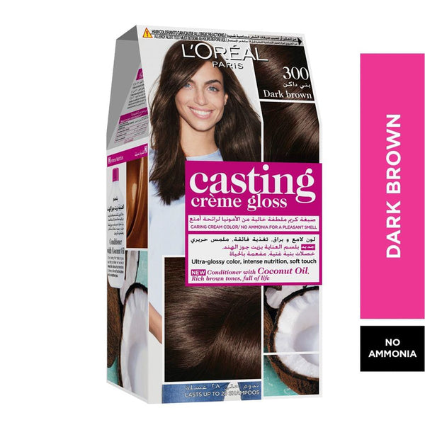 L'Oreal Paris Casting Creme Gloss Hair Color 300 Dark Brown Ammonia-Free Glossy Finish