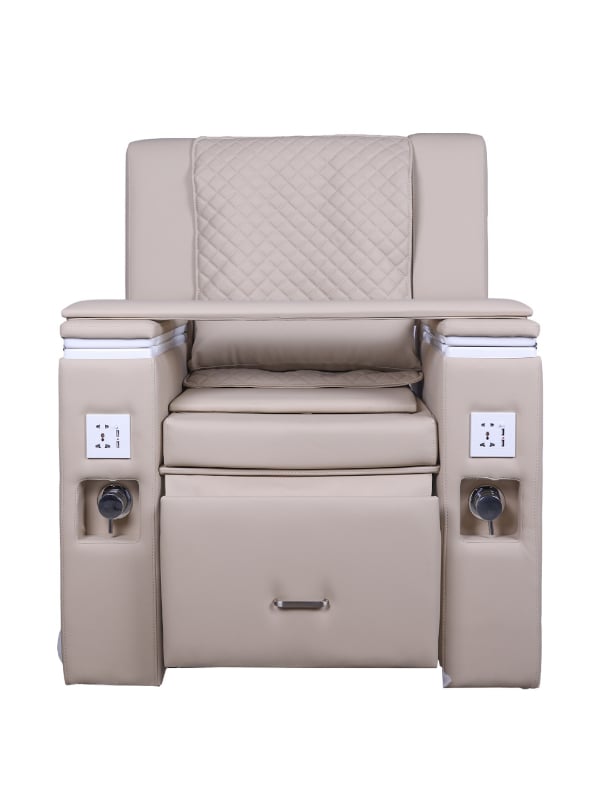 Salon System Massage Chair Pedicure Station with Jacuzzi Basin, Remote Control, Beige, Model GDAR3002