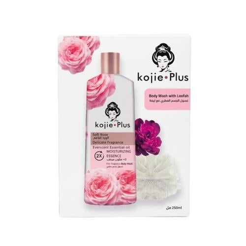 Koji Plus Soft Rose Body Wash with Loofah, Moisturizing Formula, 250ml