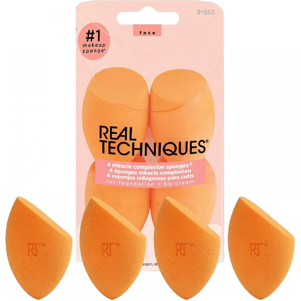 Real Techniques Miracle Complexion Makeup Sponges, Latex-Free Vegan, 4 Pack