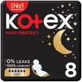 Kotex Maxi Night Sanitary Pads Thick Overnight Pads with Wings, 8 Pads