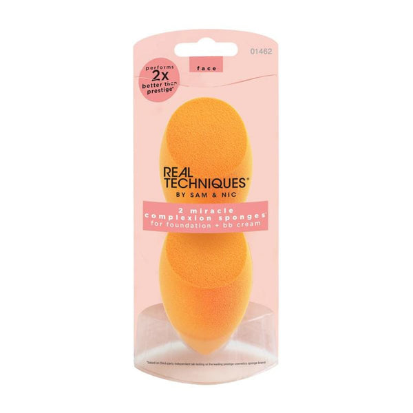 Real Techniques Miracle Complexion Sponge Makeup Blender, Multi-Sided Latex-Free Antimicrobial, 2 Pack