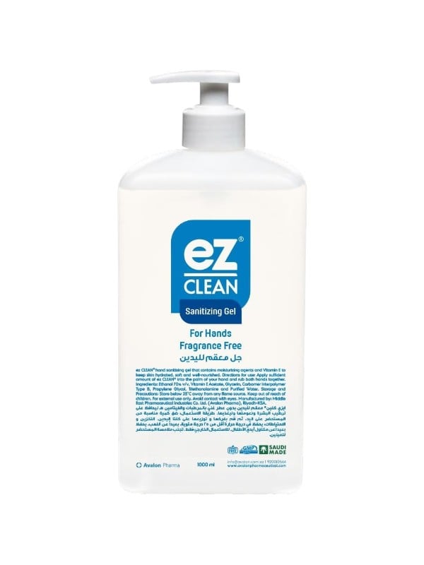 Avalon Pharma EZ Clean Hand Sanitizing Gel Fragrance-Free Pump, 1000 ml