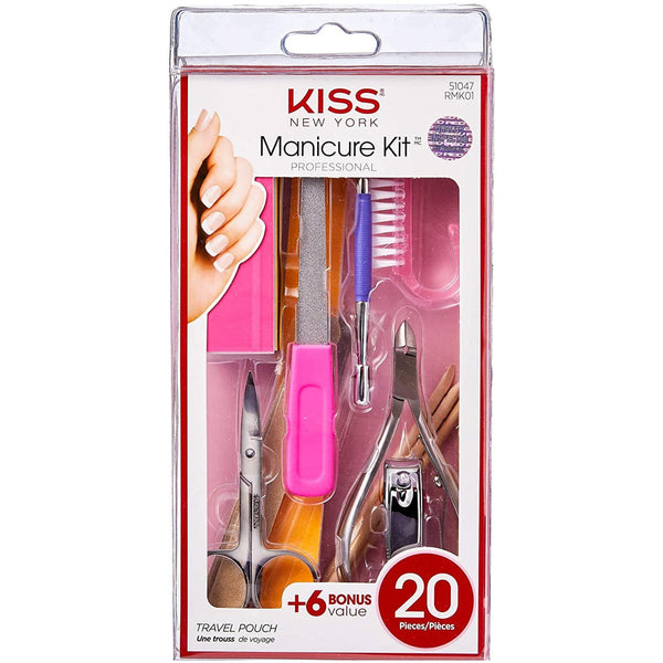 KISS Professional Manicure Kit RMK01, 11-Piece Nail Care Tool Set with Travel Pouch
