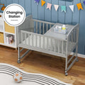 TEKNUM 7-in-1 Convertible Bedside Crib and Toddler Bed, Grey, 0-12 Years