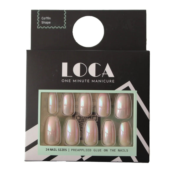 Loca Press On Nails Pink Chrome Coffin Shape