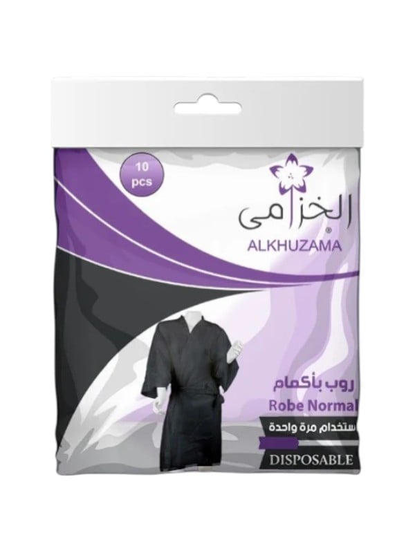 Al-Khazama Black Disposable Robes with Sleeves, Single-Use, 10 Pieces
