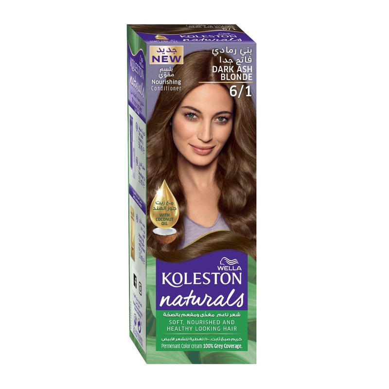 Koleston Natural 6/1 Dark Ash Blonde Hair Color Tube, Gray Coverage