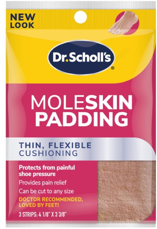 Dr. Scholl's Moleskin Padding Strips Thin Flexible Cushioning 3 Strips
