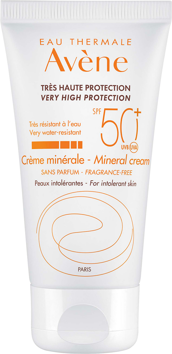 Avene Sun Block Cream Intol Mineral Facial Sunscreen SPF 50+ Fragrance Free 50 ml