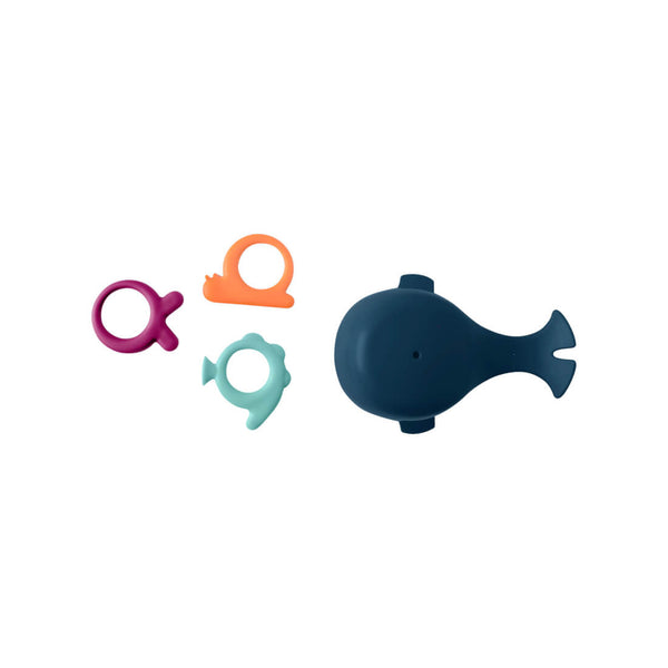 Boon Chomp Hungry Whale Bath Toy Navy with Soft Flexible Jaw