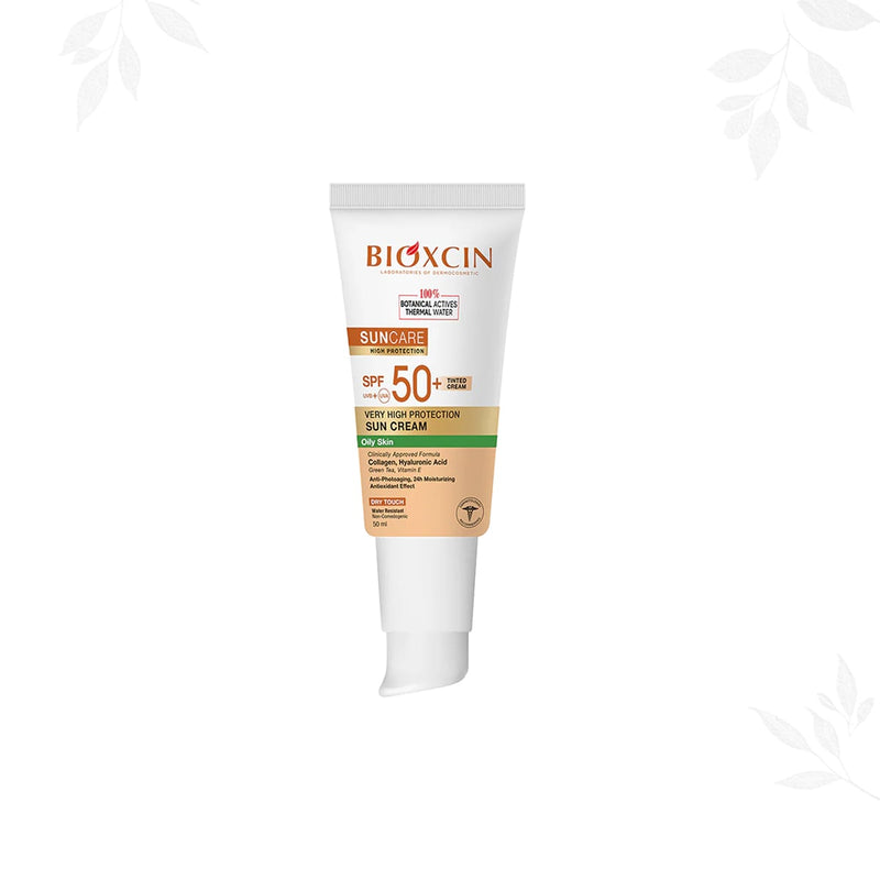 Bioxcin Premium Tinted Sunscreen SPF 50+ Oily Skin Green Tea Vitamin E 50 ml