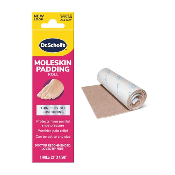 Dr. Scholl's Moleskin Padding Roll Thin Flexible Foot Cushioning 24 x 4 5/8 in