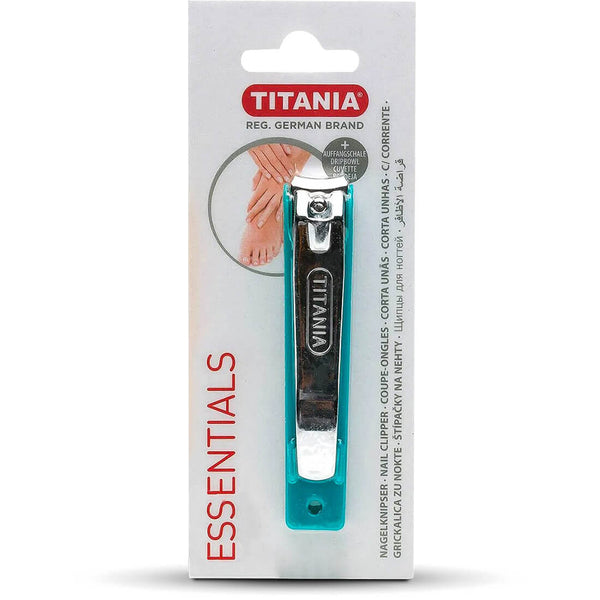 Titania Nail Clipper Stainless Steel Ergonomic Black and Light Blue 1 Piece