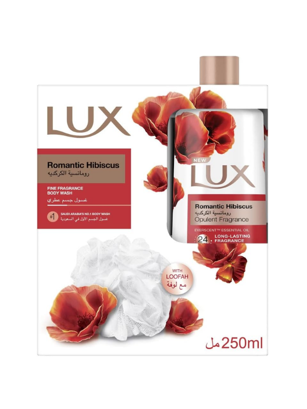 Lux Romantic Hibiscus Body Wash Floral Oils with Loofah 250 ml