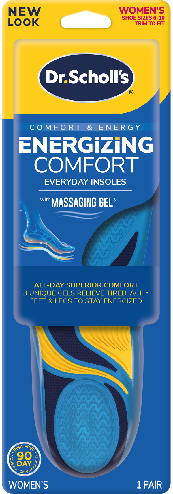 Dr.Scholl's Energizing Comfort Massaging Gel Insoles for Women, Trim to Fit