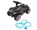 Simba Big Bobby-Car Neo Ride-On Toy Anthracite, Soft Tires, Turquoise and Pink Accessories
