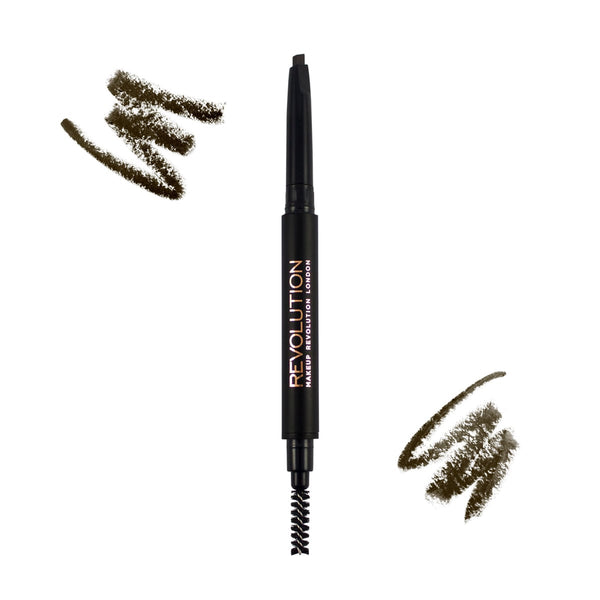 Makeup Revolution Duo Brow Pencil Dual-Ended Fine Tip and Grooming Brush