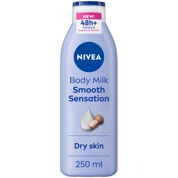 NIVEA Smooth Sensation Body Lotion, Shea Butter, 48H Moisture, Dry Skin, 250ml