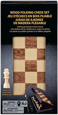 Spin Master Wood Folding Chess Set Magnetic Travel Board Sculpted Pieces 24.5 x 21.3 x 2 cm