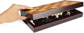 Spin Master Wood Folding Chess Set Magnetic Travel Board Sculpted Pieces 24.5 x 21.3 x 2 cm
