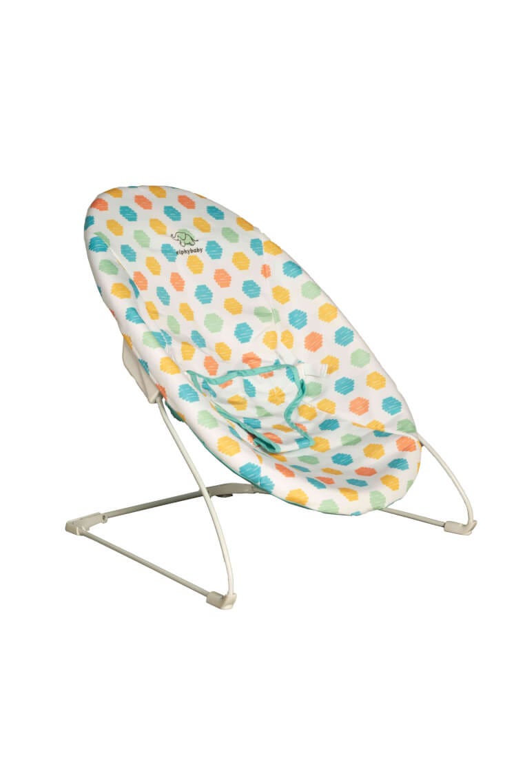 Elphybaby Portable Baby Rocker Chair, Anti-Slip Feet, Three-Point Harness, Seat Pad Included