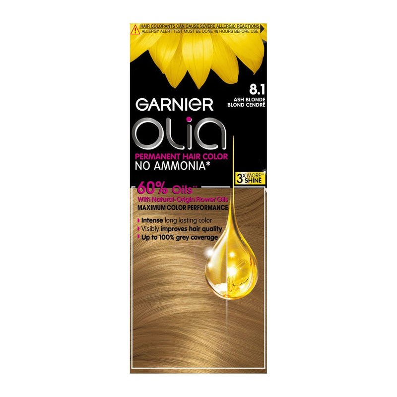 Garnier Olia Hair Color Cream Light Ash Blonde 8.1 Ammonia-Free Kit