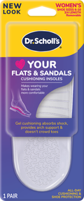 Dr. Scholl's Love Your Flats & Sandals 3/4 Insoles with Gel Cushioning and Arch Support