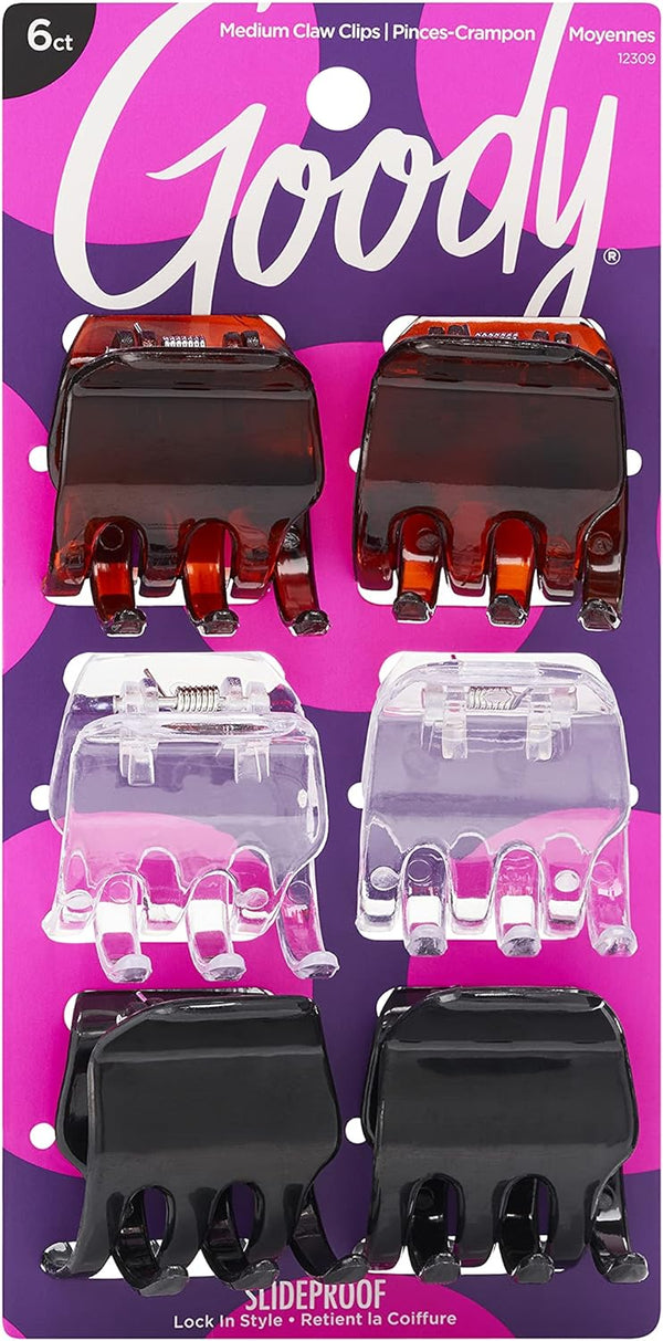 Goody Classics Half Claw Hair Clips Strong Hinges Multicolor 6 Count