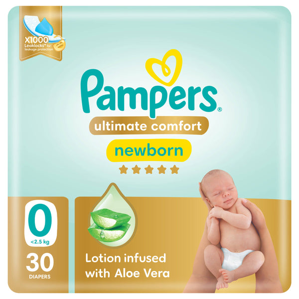 Pampers Ultimate Comfort Taped Diapers Size 0 Newborn 30 Pieces