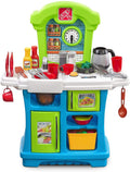 Step2 Little Cooks Kitchen Toy Playset with Electronic Lights and Sounds, 21-Piece Multicolor Set