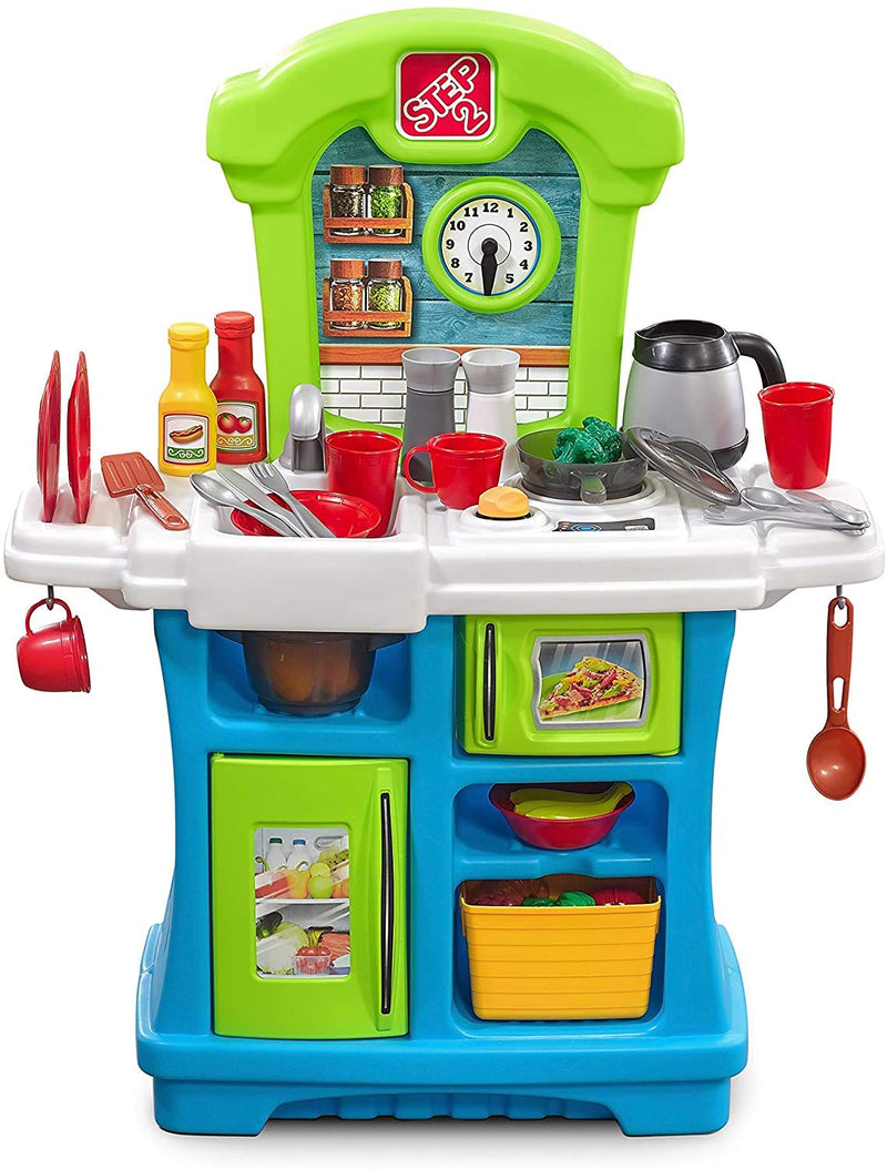 Step2 Little Cooks Kitchen Toy Playset with Electronic Lights and Sounds, 21-Piece Multicolor Set
