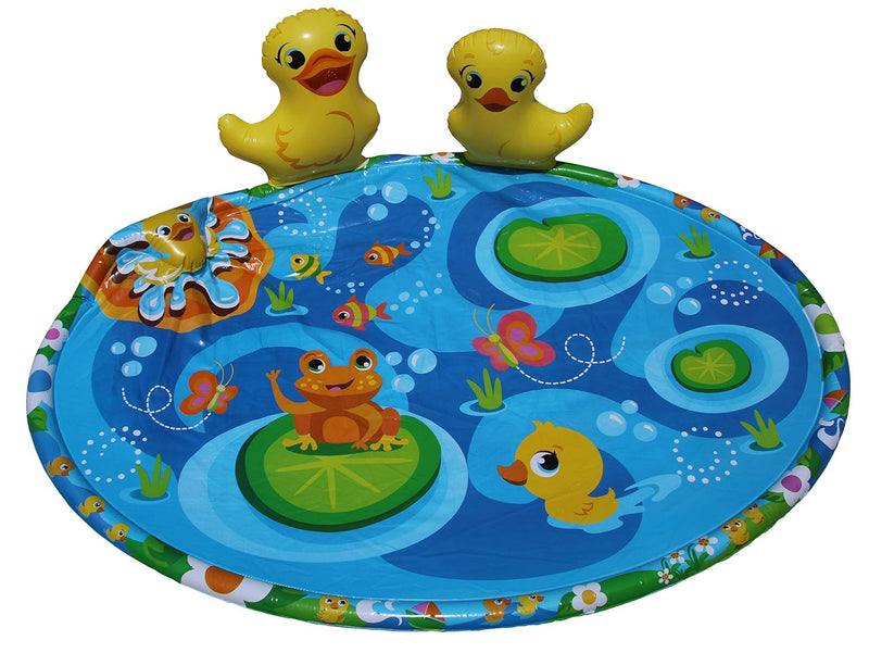 Banzai Ducky Pond Splash Mat Water Sprinkler with Inflatable Duck Fountain