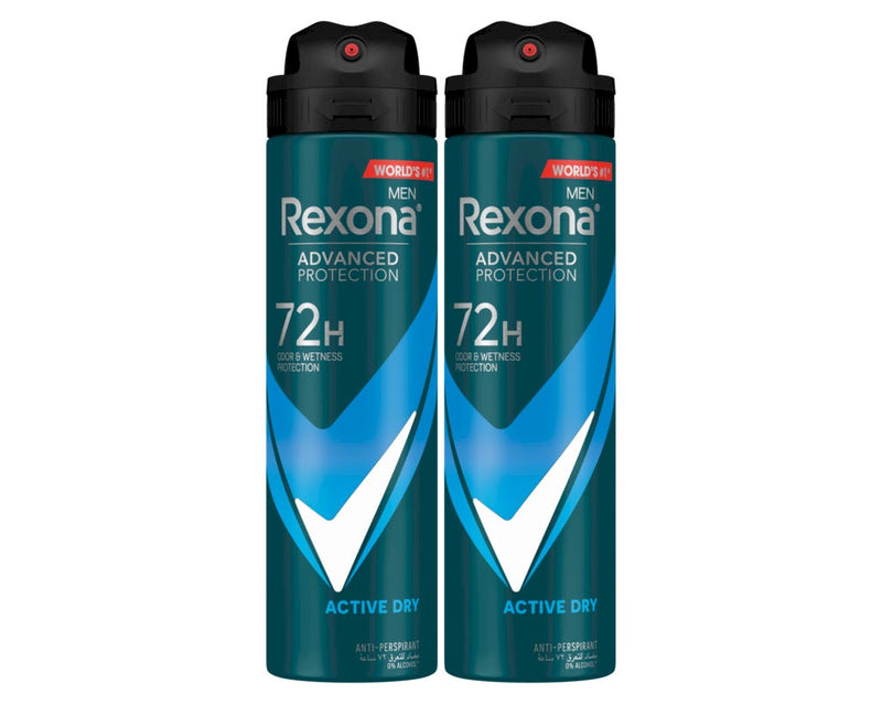 Rexona Men Active Dry Antiperspirant Deodorant Spray 2 x 150 ml