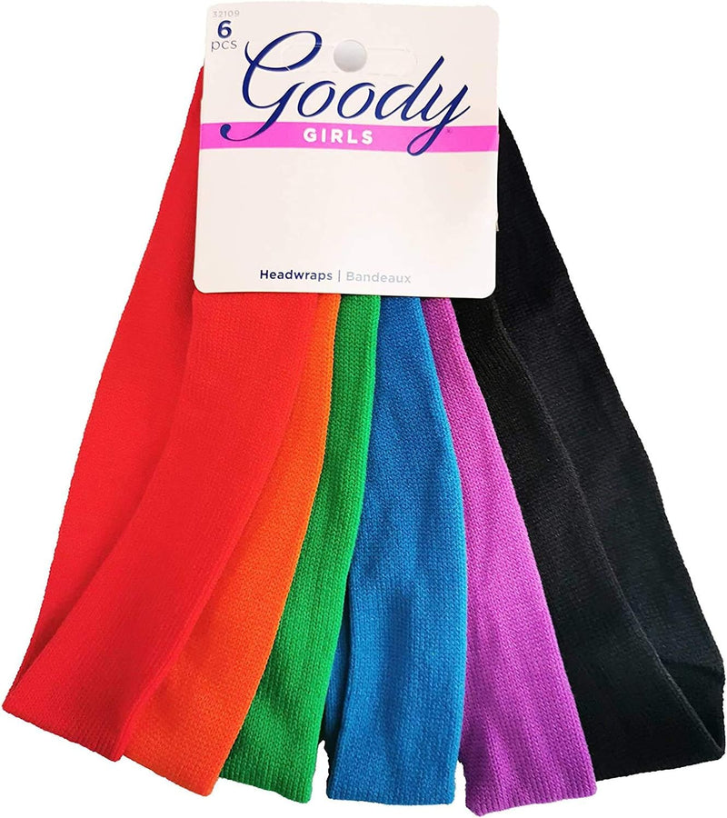 Goody Girls Ouchless Jersey Headwraps, Metal-Free Assorted Colors, 6 Count