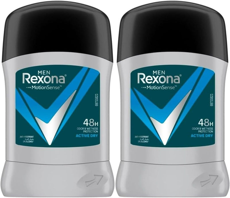 Rexona Men Active Dry Antiperspirant Deodorant Stick MotionSense 2 x 40 g
