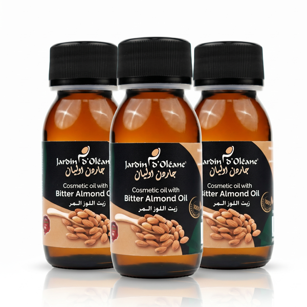 Jardin d'Oleane Cosmetic Bitter Almond Oil Set, Moisturizing Body and Hair Oil, 60 ml x 3
